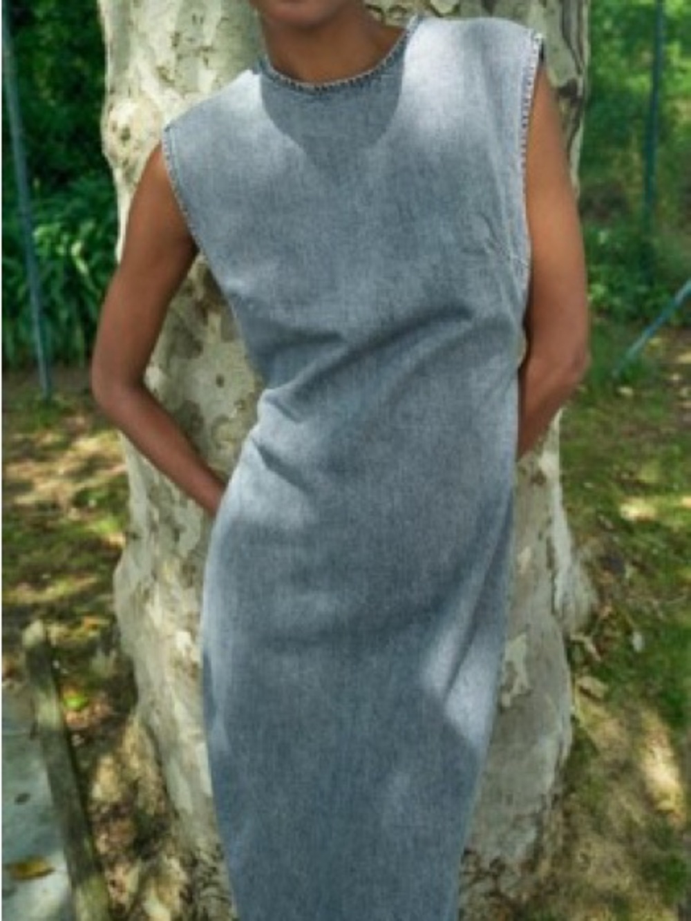 ZARA Sleeveless Denim Midi Dress - Picture 3 of 11